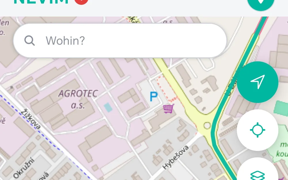 NEVIM Maps auf dem Handy: eine berechnete Route auf einer Karte aus offenem Kartenwerk
